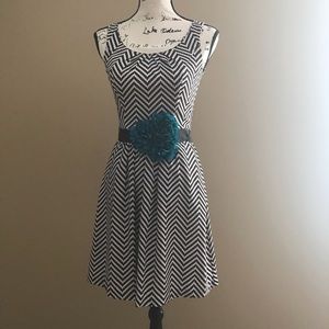 WHBM Chevron Dress With Floral Accent